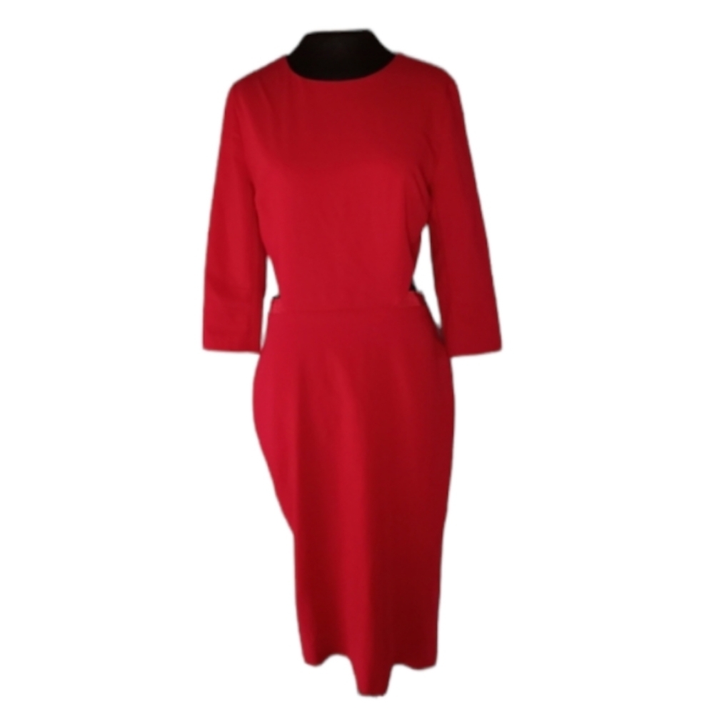Gabrielle Union New York & Company Collection 3/4 sleeve red open back dress